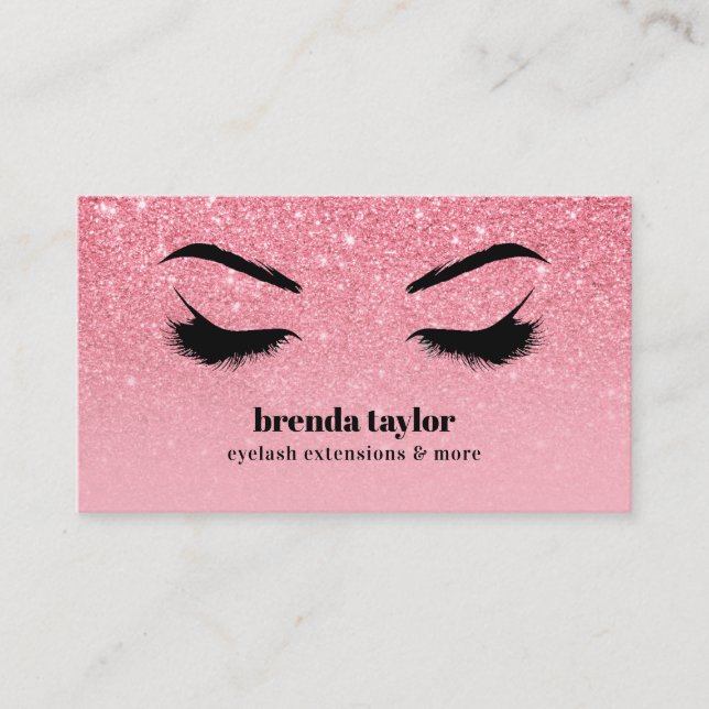 Tarjeta De Visita Lluvia rosa purpurina oscuro Eyelash Browbar Maqui (Anverso)
