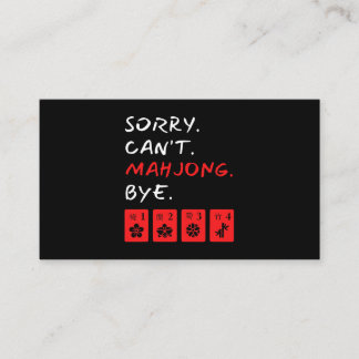 Tarjeta De Visita Lo siento Cant Mahjong Bye Funny Player
