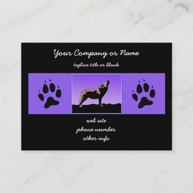 Tarjeta De Visita Lobo al atardecer - Arte de vida salvaje original (Anverso)