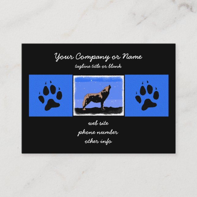 Tarjeta De Visita Lobo en invierno - Arte de vida silvestre original (Anverso)