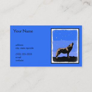 Tarjeta De Visita Lobo en invierno - Arte de vida silvestre original