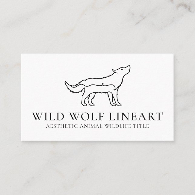 Tarjeta De Visita Lobo natural salvaje de animales blancos (Anverso)