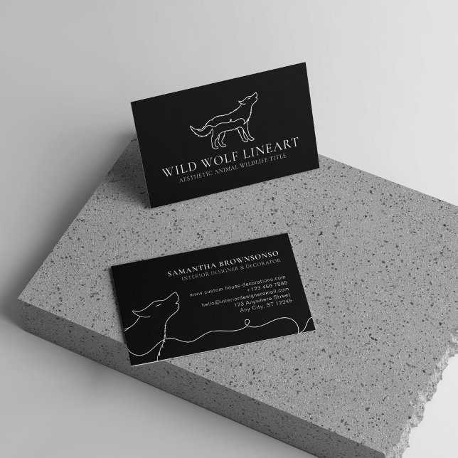 Tarjeta De Visita Lobo natural salvaje de animales negros (Black Animal Wild Nature Wolf Business Card)