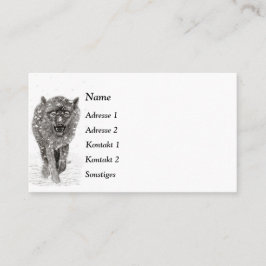 Tarjeta De Visita Lobo negro enojado en la nieve, invierno salvaje