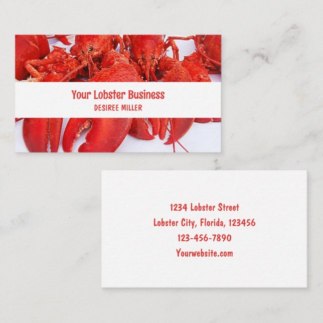 Tarjeta De Visita Lobster Rojo del Océano Náutico (Anverso / Reverso)