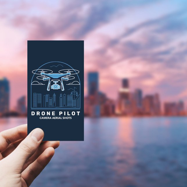 Tarjeta De Visita Localidades y rascacielos - Piloto de drones verti (City & Skyscrapers - Drone Pilot Vertical Business Card)