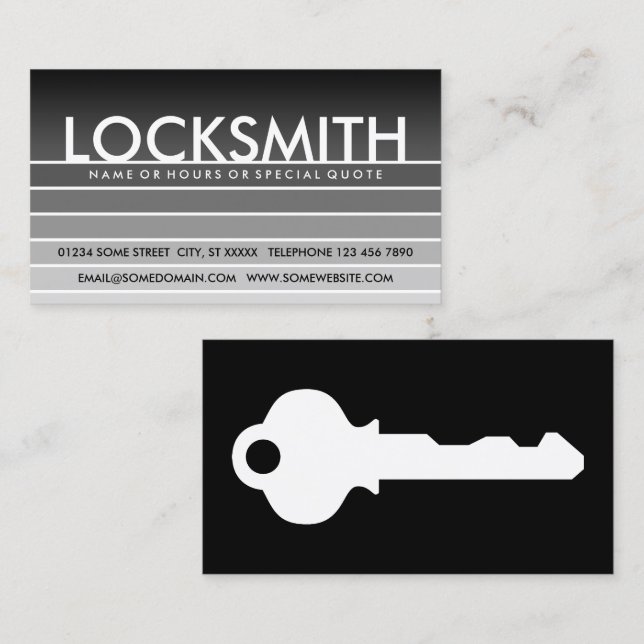 Tarjeta De Visita LOCKSMITH de muestra gris (Anverso / Reverso)