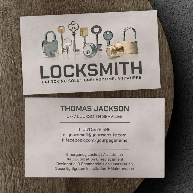 Tarjeta De Visita Locksmith Services (Subido por el creador)