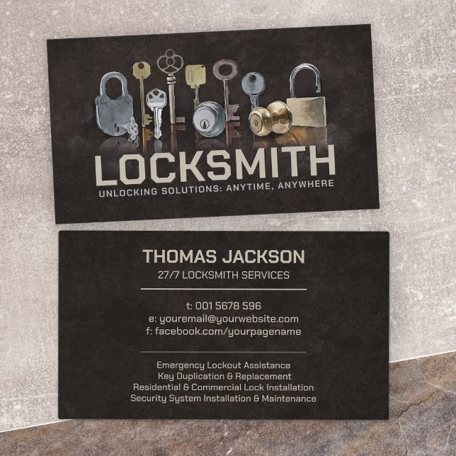 Tarjeta De Visita Locksmith Services (Subido por el creador)
