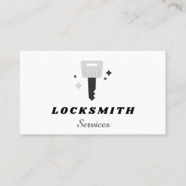Tarjeta De Visita Locksmith Services Gray Key & Sparkle Classic