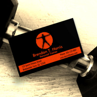 Tarjeta De Visita Locura corporal Entrenador personal negro y Naranj