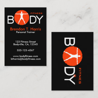 Tarjeta De Visita Locura corporal Naranja negro entrenador personal