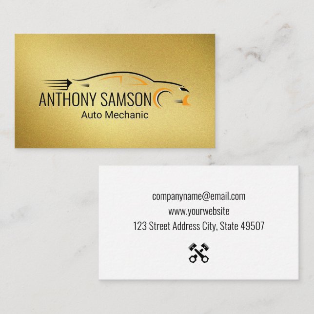 Tarjeta De Visita Logo automático | Fondo de oro (Anverso / Reverso)