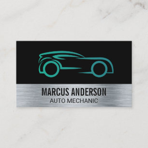 Tarjeta De Visita Logo automático   Fondo de pincel metálico