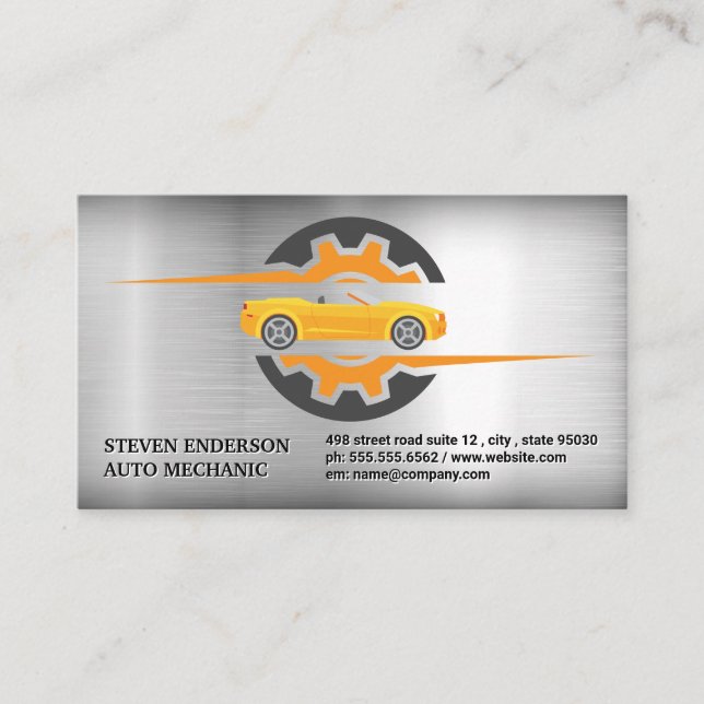 Tarjeta De Visita Logo automático | Fondo metalizado (Anverso)