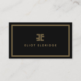 TARJETA DE VISITA LOGO AVANT GARDE ART DECO CON SUS INICIALES NEGRO