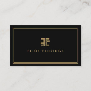 TARJETA DE VISITA LOGO AVANT GARDE ART DECO CON SUS INICIALES NEGRO