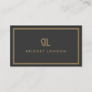 Tarjeta De Visita LOGO AVANT GARDE ART DECO con tus INICIALES GRIS