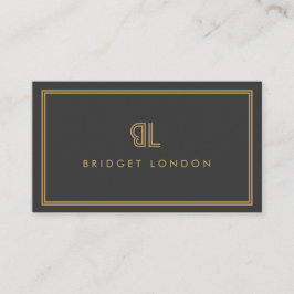 Tarjeta De Visita LOGO AVANT GARDE ART DECO con tus INICIALES GRIS