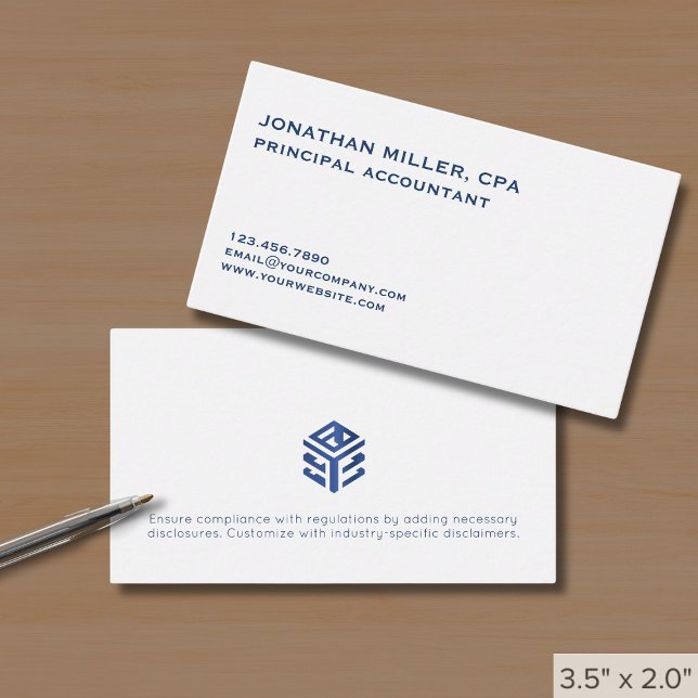Tarjeta De Visita Logo azul blanco Minimalista moderno (Subido por el creador)