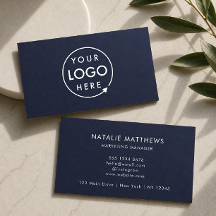 Tarjeta De Visita Logo azul de la marina Empresa profesional Minim