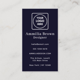 Tarjeta De Visita Logo azul de la marina | Vertical Minimalista corp