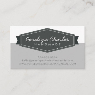 Tarjeta De Visita LOGO BADGE MODERNO retro gris oscuro gris oscuro