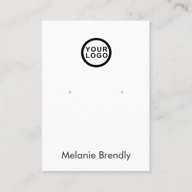 Tarjeta De Visita Logo Black White Jewelry Earring Display (Anverso)