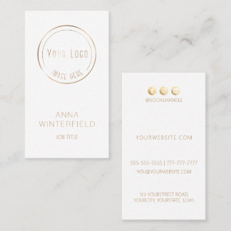 Tarjeta De Visita Logo blanco dorado elegante medios sociales modern