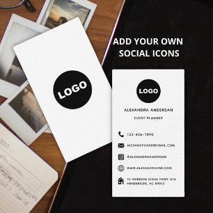 Tarjeta De Visita Logo Blanco Negro Minimalista Profesional