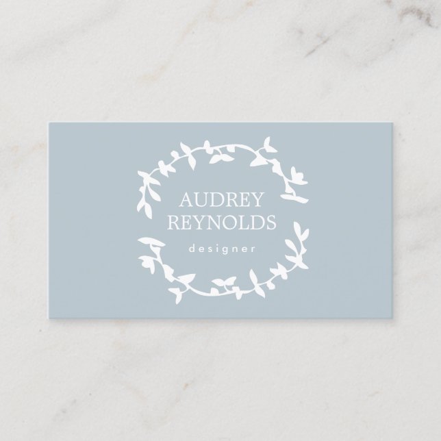 TARJETA DE VISITA LOGO BOHEMIAN LEAF EN AZUL (Anverso)