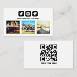 Tarjeta De Visita Logo Código QR foto iconos de medios sociales Busi