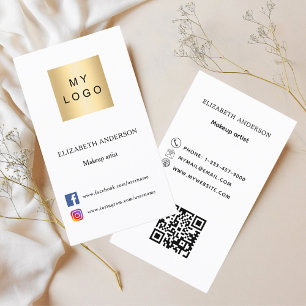Tarjeta De Visita Logo código Qr medios sociales blanco negro
