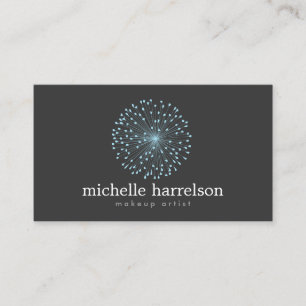 Tarjeta De Visita LOGO DANDELION STARBURST en AZUL en GRIS OSCURO