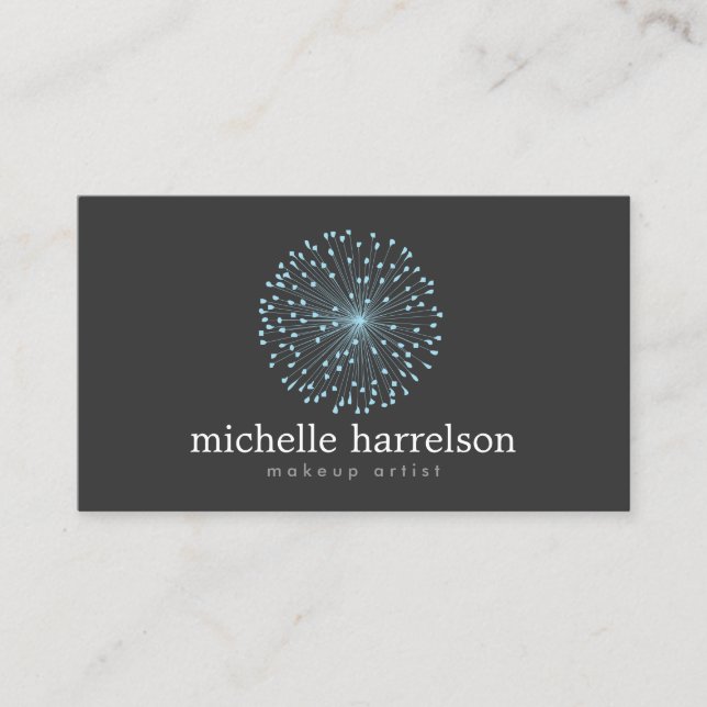 Tarjeta De Visita LOGO DANDELION STARBURST en AZUL en GRIS OSCURO (Anverso)