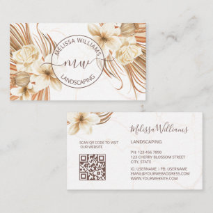 Tarjeta De Visita Logo de acuarela de hierba de Pampas boho