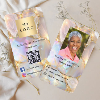 Tarjeta De Visita Logo de Agate opal geode foto Código Qr medios soc