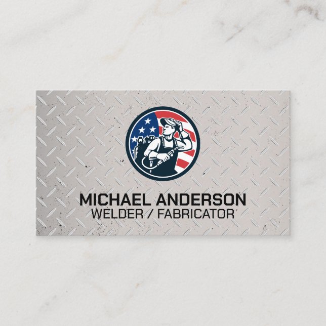 Tarjeta De Visita Logo de American Welder | Placa de acero (Anverso)