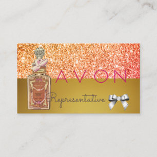 Tarjeta De Visita Logo de Avon Instagram dorado glam rosa