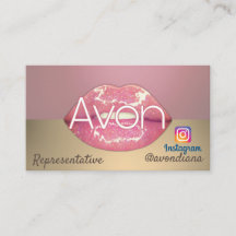 Logo de Avon Instagram estético rosa y dorado