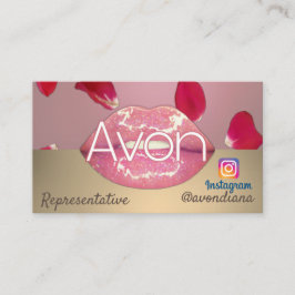 Tarjeta De Visita Logo de Avon Instagram rosas estéticos rosados y d