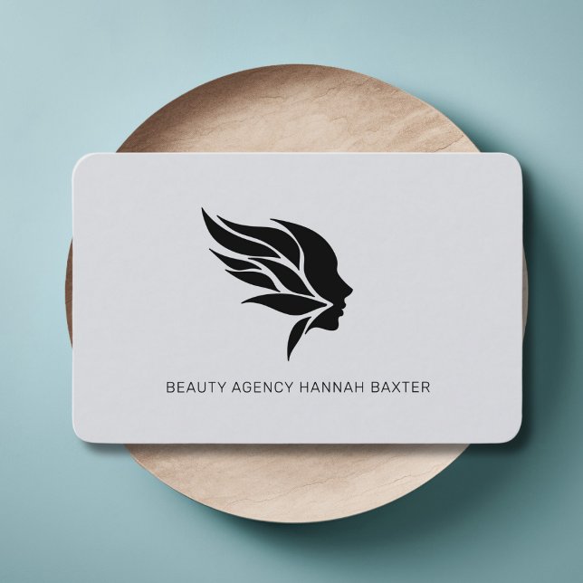 Tarjeta De Visita Logo de belleza femenina, moderno, salon, gris (Woman Beauty Logo, Modern, Salon, Business Card)
