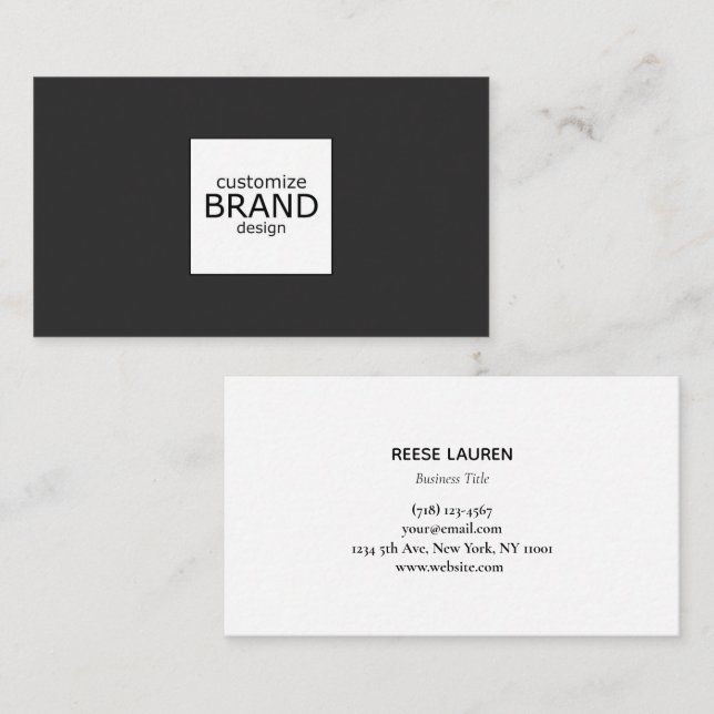 Tarjeta De Visita Logo De Black And White Professional Square (Anverso / Reverso)