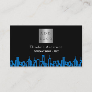 Tarjeta De Visita Logo de Black blue city skyline inmobiliario