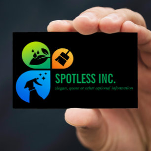 Tarjeta De Visita Logo de Black Modern Trendy Cleaning services