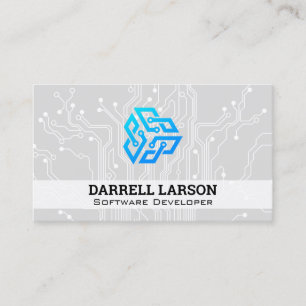 Tarjeta De Visita Logo de Blue Ai Tech   Fondo de placa base