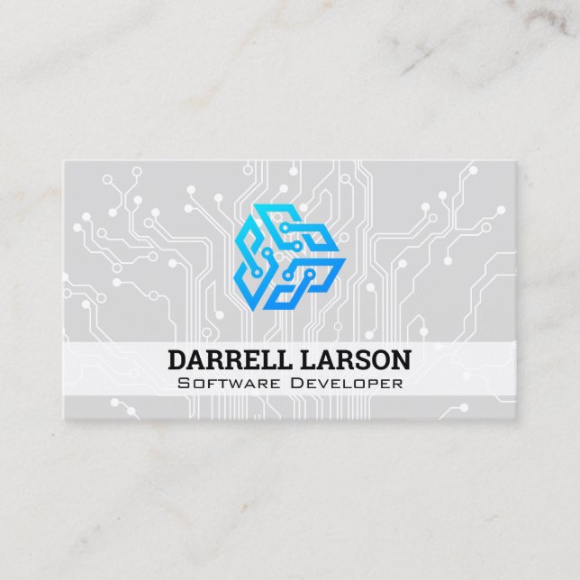 Tarjeta De Visita Logo de Blue Ai Tech | Fondo de placa base (Anverso)