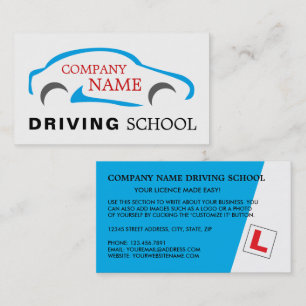 Tarjeta De Visita Logo de Blue Car, Escuela de Conducción, Instructo