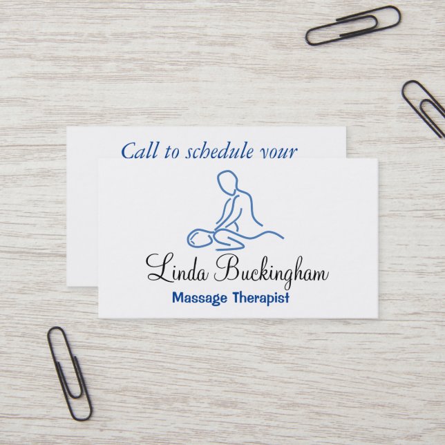 Tarjeta De Visita Logo de Blue Graphage Massage Therapist (Anverso/Reverso In Situ)