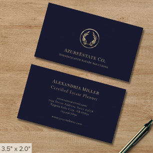 Tarjeta De Visita Logo de Blue Professional Luxury Laurel